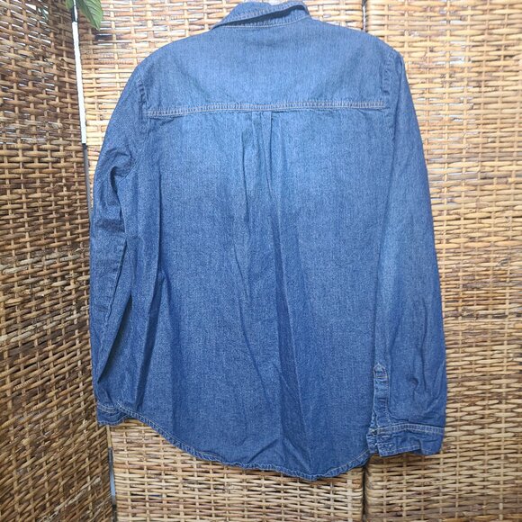 Highway Jeans Denim Shirt Large Button Pockets Long Sleeve Denim High Low Hem - Picture 4 of 4